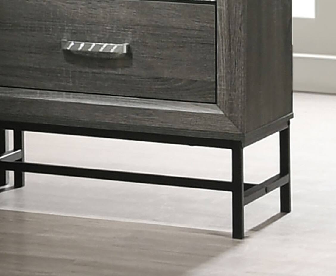 Back. TinyHomie - Contemporary Style 4-Drawers Chest 1pc Metal Legs Acrylic Accent Drawer Handles Gray Finish Bedroom Furniture - Gray.