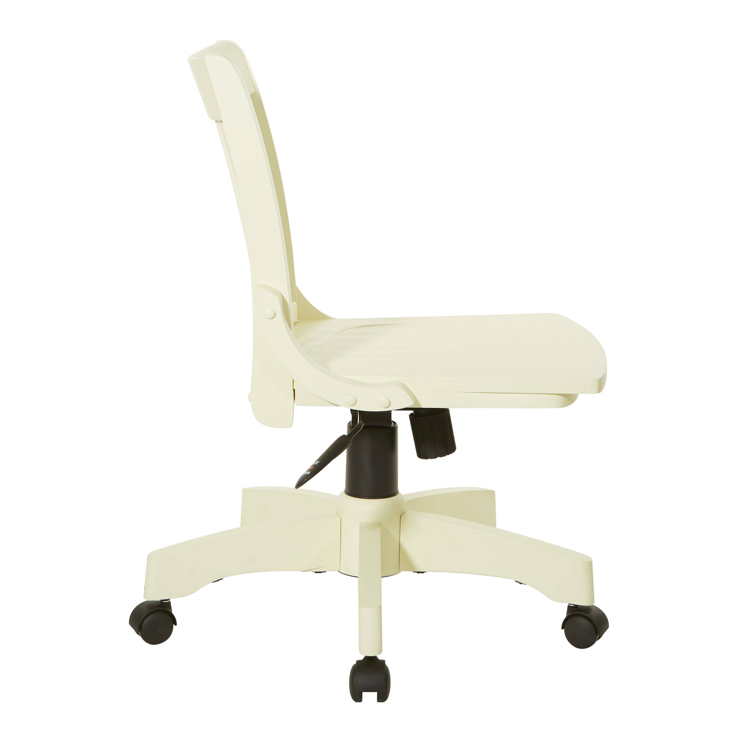 Left. OSP Home Furnishings - Deluxe Armless Wood Bankers Chair - Antique White Finish.