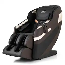 Costway - Full Body Massage Chair with Airbags Waist Heater Foot Rollers Voice Control - Brown+Black