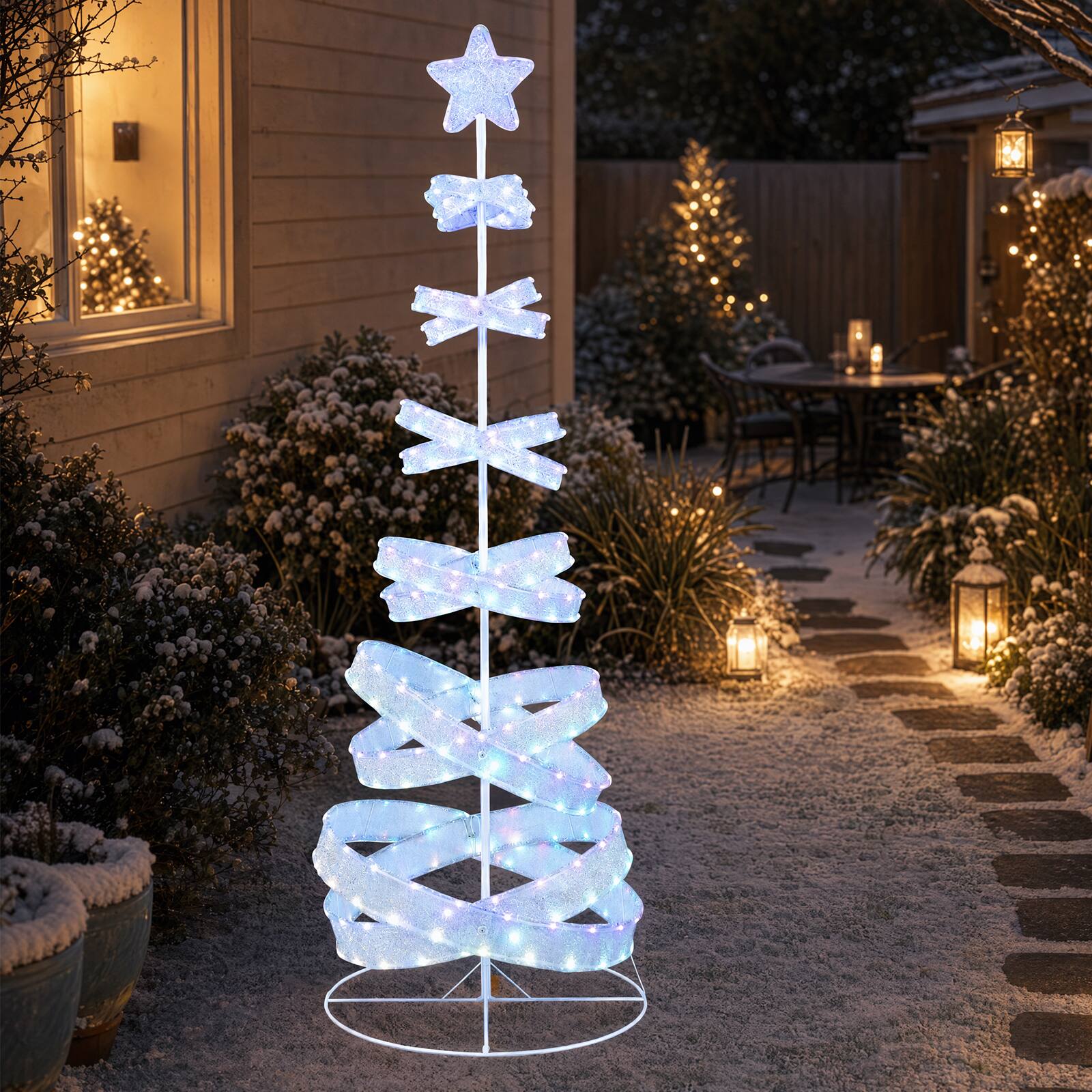 Alt View 4. Costway - Costway Pre-lit Spiral Christmas Tree, Light Up Artificial Tree w/341 LED Lights - White.