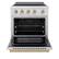 Angle. ZLINE - 30 in. Wide 4 Elements Autograph 4.2 cu. ft. Paramount Freestanding Induction Range with Electric Oven w/ Bronze Accents - Stainless Steel.