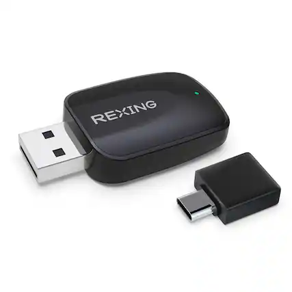 Front. Rexing - CPW-42 Wireless CarPlay & Android Auto Adapter for iPhone (iOS 10+) and Android (Android 11+) - Black.