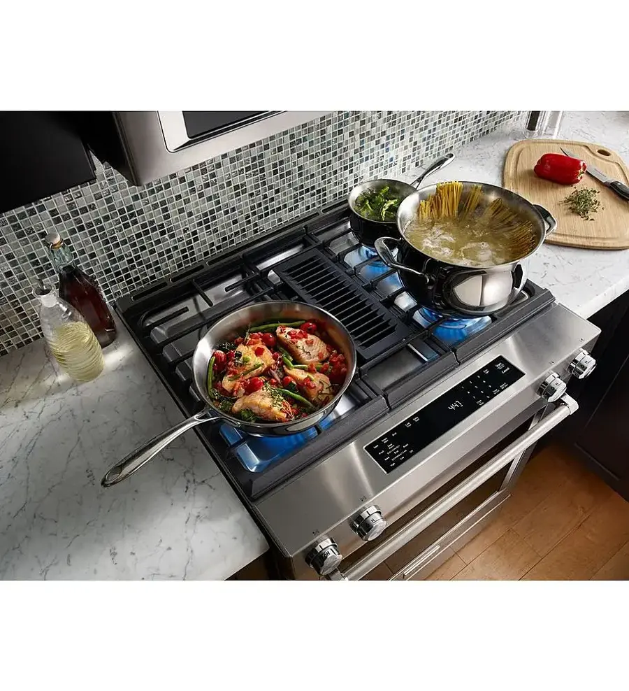 Alt View 15. KitchenAid - 6.4 Cu. Ft. Self-Cleaning Slide-In Dual Fuel Convection Range - Stainless steel.
