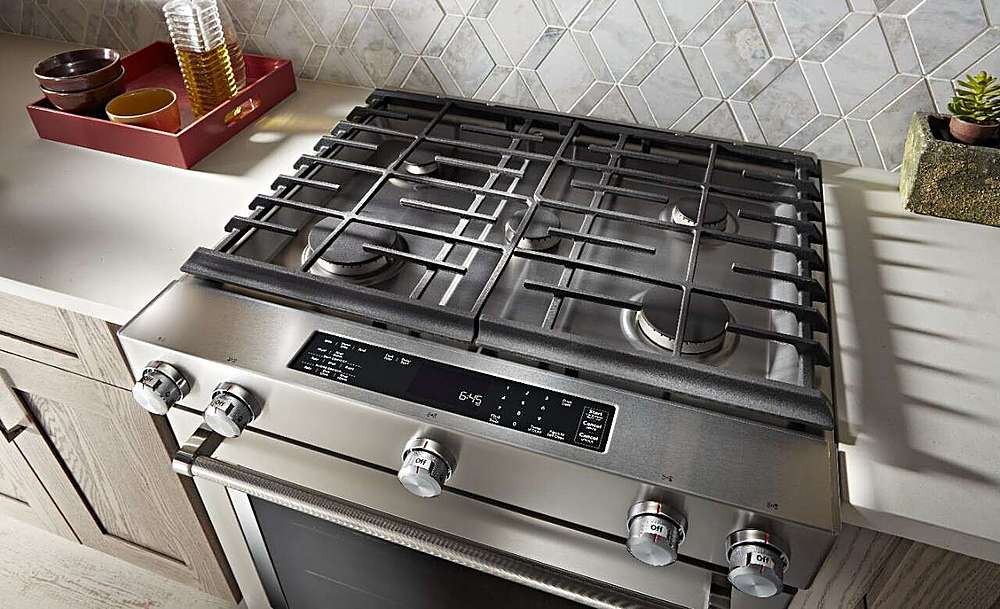 Alt View 16. KitchenAid - 7.1 Cu. Ft. Self-Cleaning Slide-In Dual Fuel Convection Range - Stainless steel.