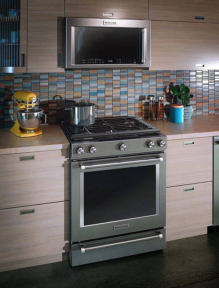 Alt View 26. KitchenAid - 7.1 Cu. Ft. Self-Cleaning Slide-In Dual Fuel Convection Range - Stainless steel.