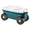 Front. VEVOR - Garden Scooter with Seat, 2 in 1 Rolling Garden Cart with Storage Bin, Supports up to 227 lbs, Outdoor Wagon with Handle - Grey + Green + Black.