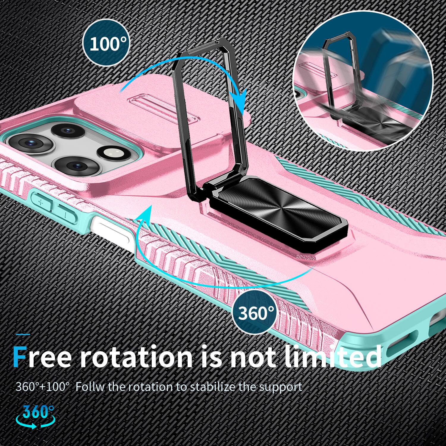 Free rotation is not limited  
360°+100° Follow the rotation to stabilize the support