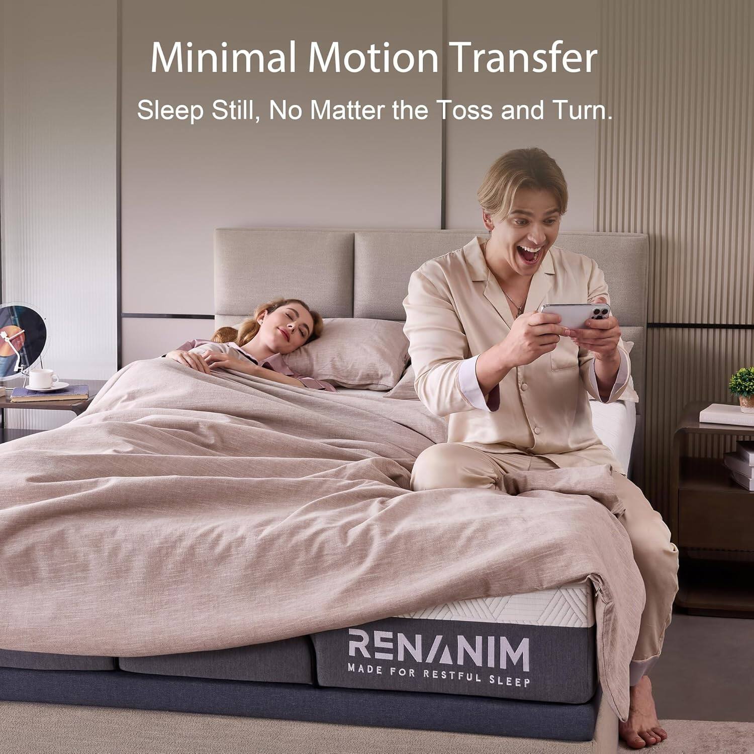 Renanim - Full 12" Medium Hybrid Mattress in a Box, Breathable Cooling Gel Memory Foam for Cooler & Deeper Sleep - Gray - Thumbnail 4