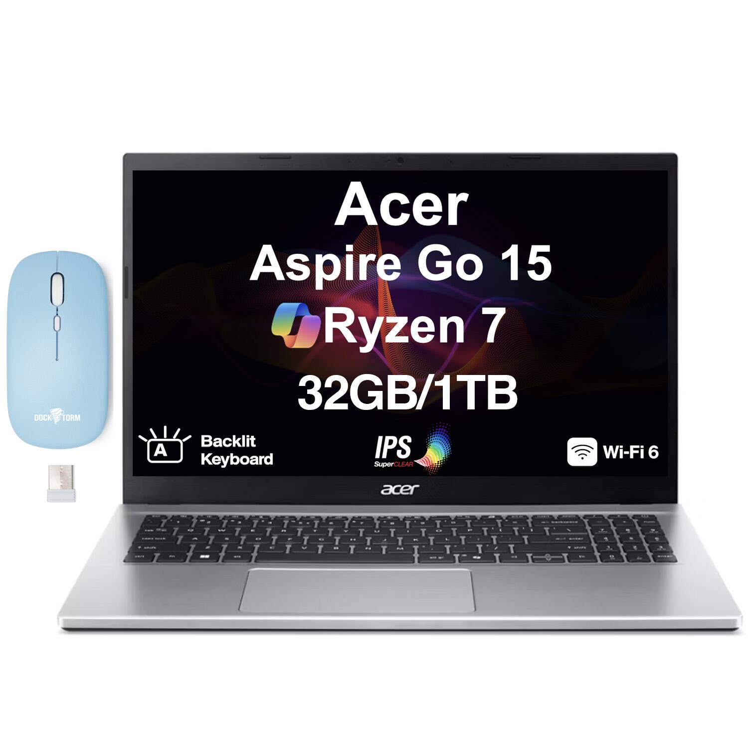 DOCK TORM A Acer Aspire Go 15 Ryzen 7 32GB/1TB Backlit IPS Keyboard SuperCLEAR Wi-Fi 6