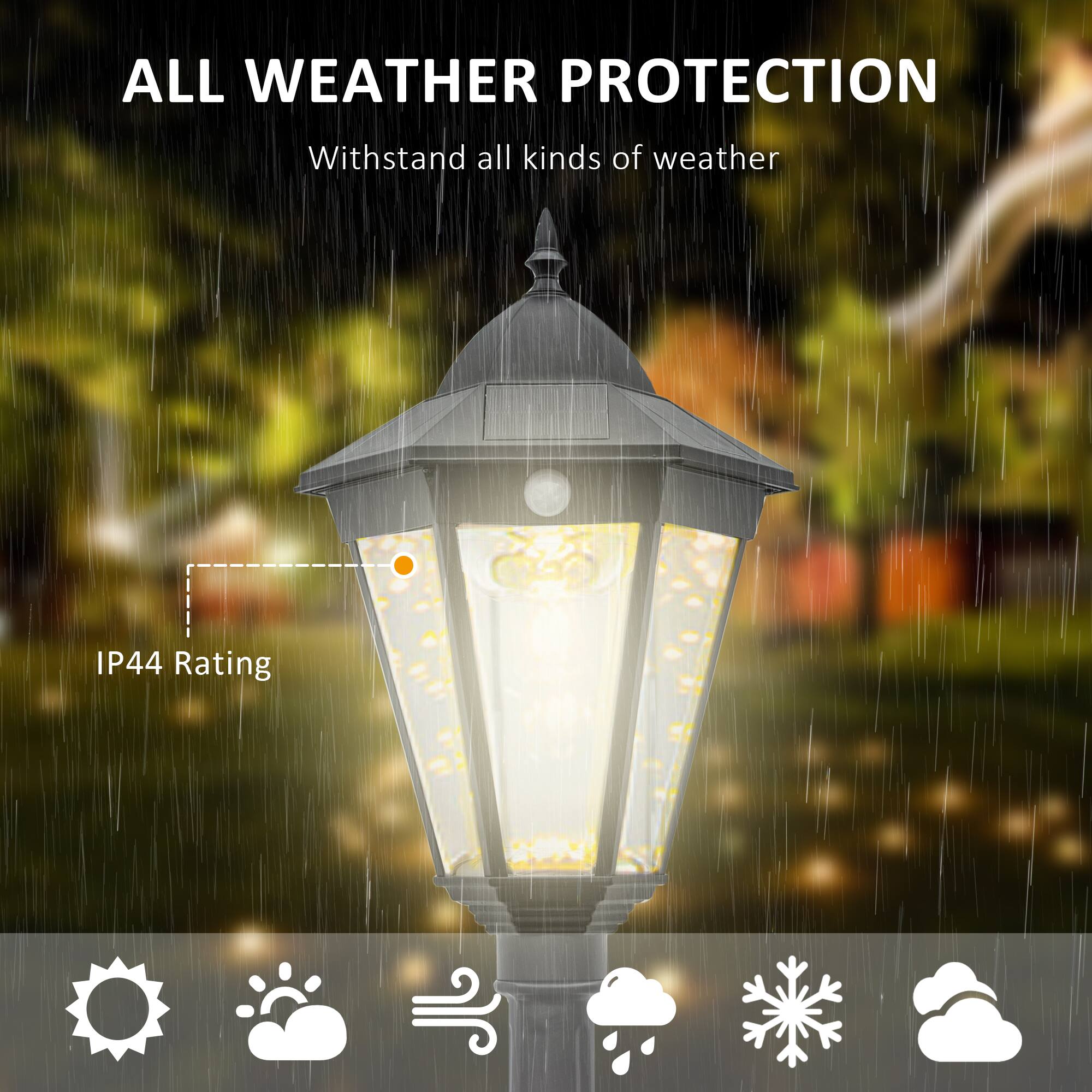 ALL WEATHER PROTECTION
Withstand all kinds of weather
IP44 Rating