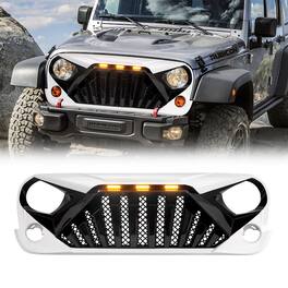 AMERICAN MODIFIED - Goliath Grille Compatible with 2007-2018 Jeep Wrangler JK - White Black