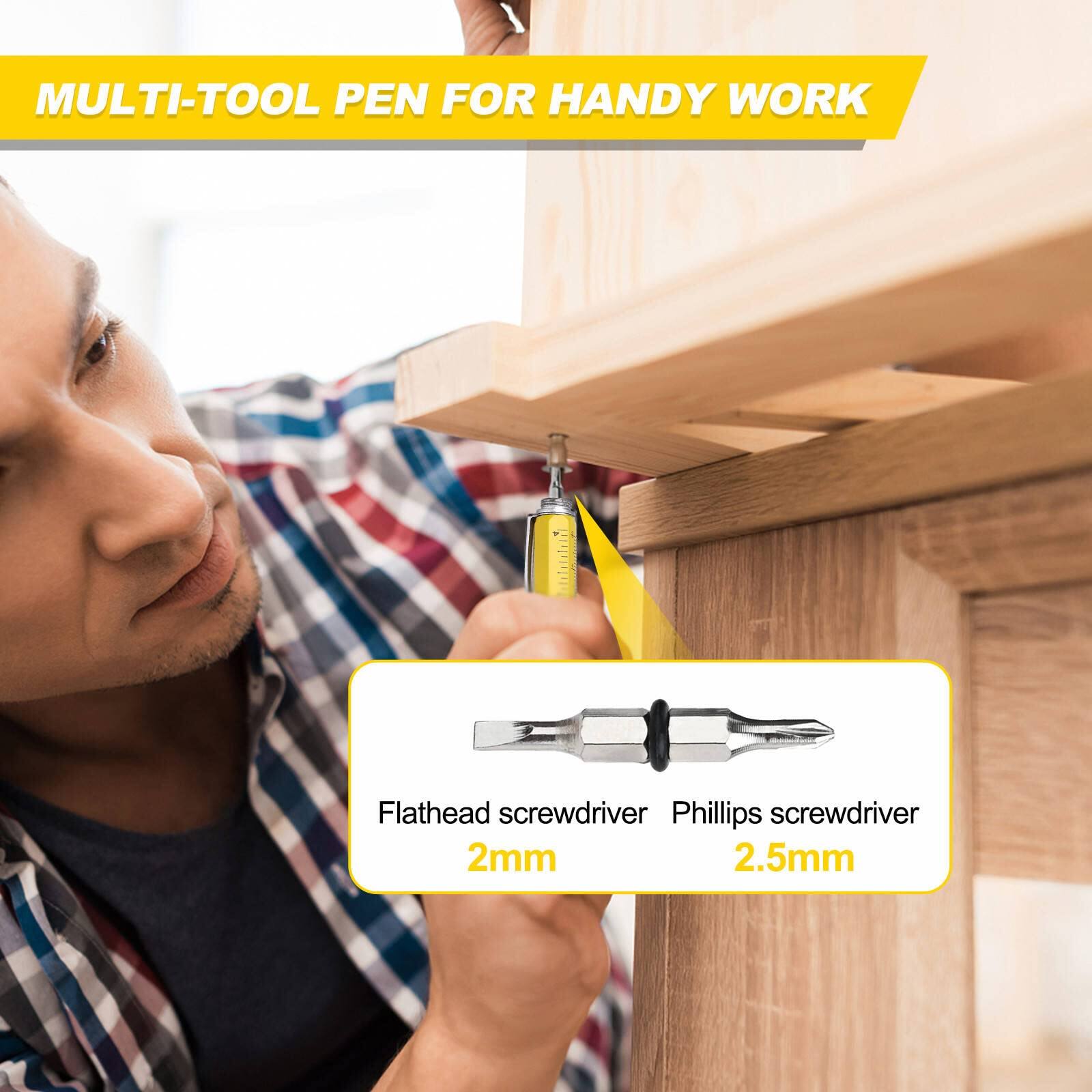 MULTI-TOOL PEN FOR HANDY WORK

Flathead screwdriver 2mm  
Phillips screwdriver 2.5mm