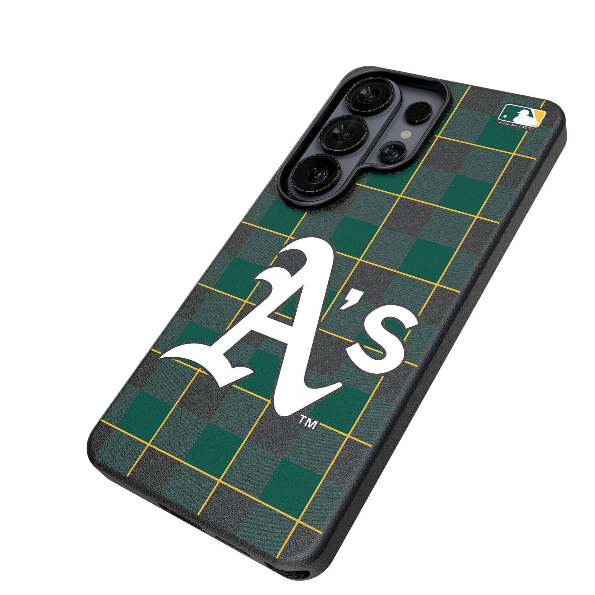 Alt View 1. Keyscaper - Athletics Plaid Galaxy Magnetic Bump Case - S26 Plus - Black.