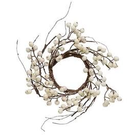 BreeBe - White Snowberry & Twig Candle Ring 3.5" - Multi