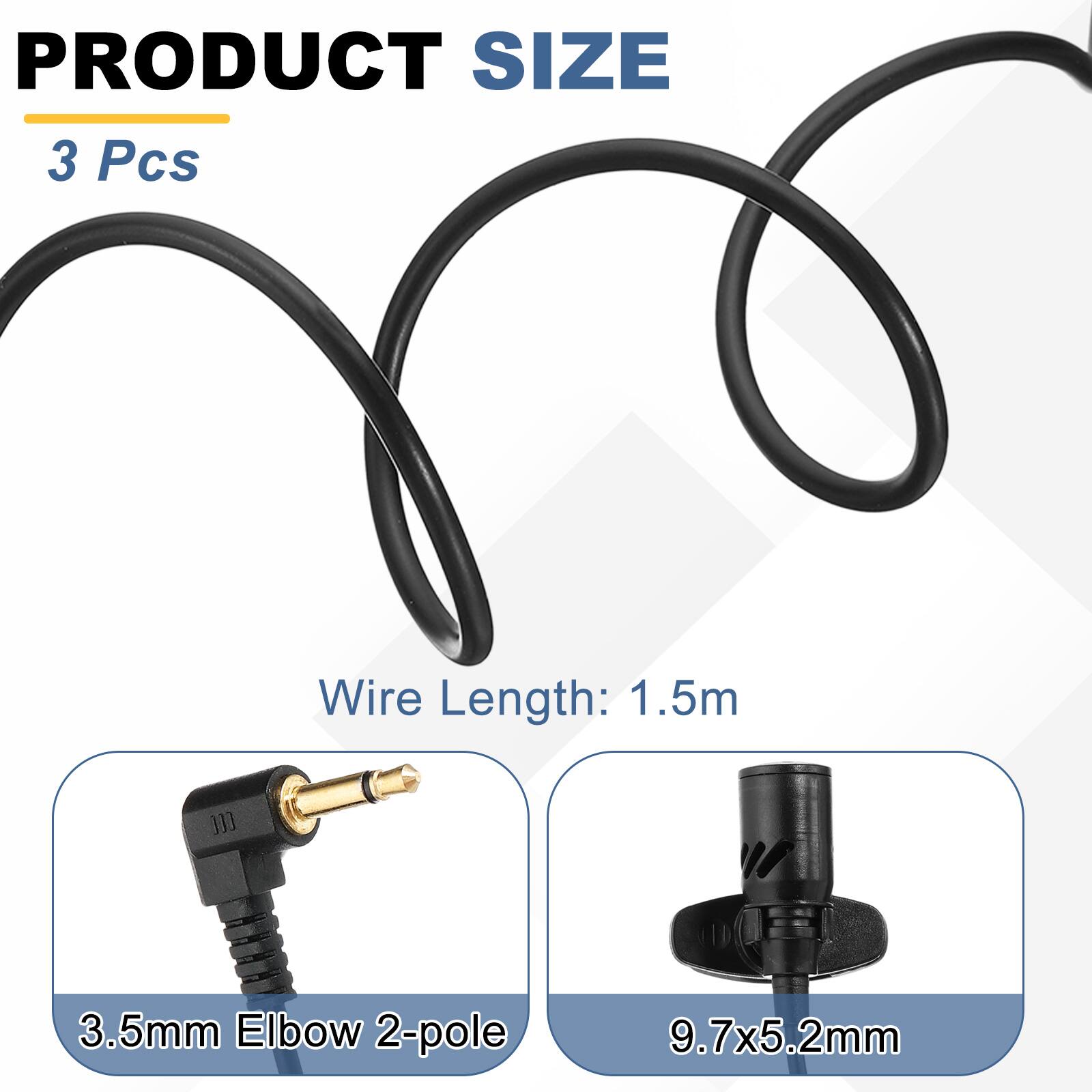 PRODUCT SIZE  
3 Pcs  
Wire Length: 1.5m  
3.5mm Elbow 2-pole  
9.7x5.2mm