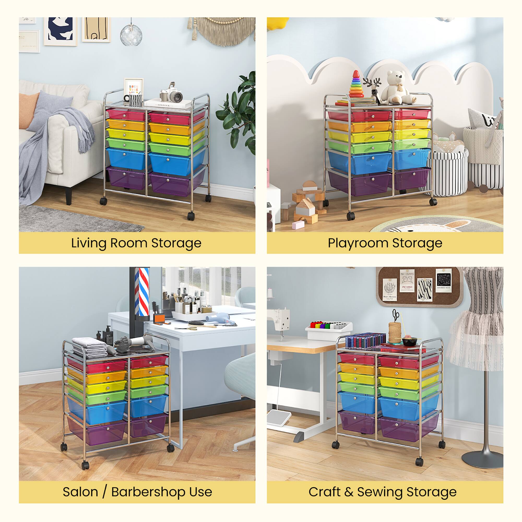 - Living Room Storage
- Playroom Storage
- Salon / Barbershop Use
- Craft & Sewing Storage