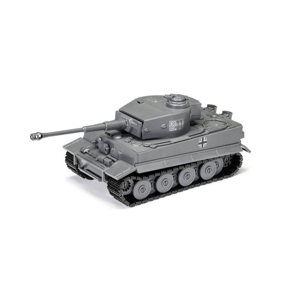 Angle. Airfix Quickbuild - Skill 1 Model Kit Tiger I Tank "German Army" Snap Together Painted Plastic Model Tank Kit 1/35 Scale - Grey.