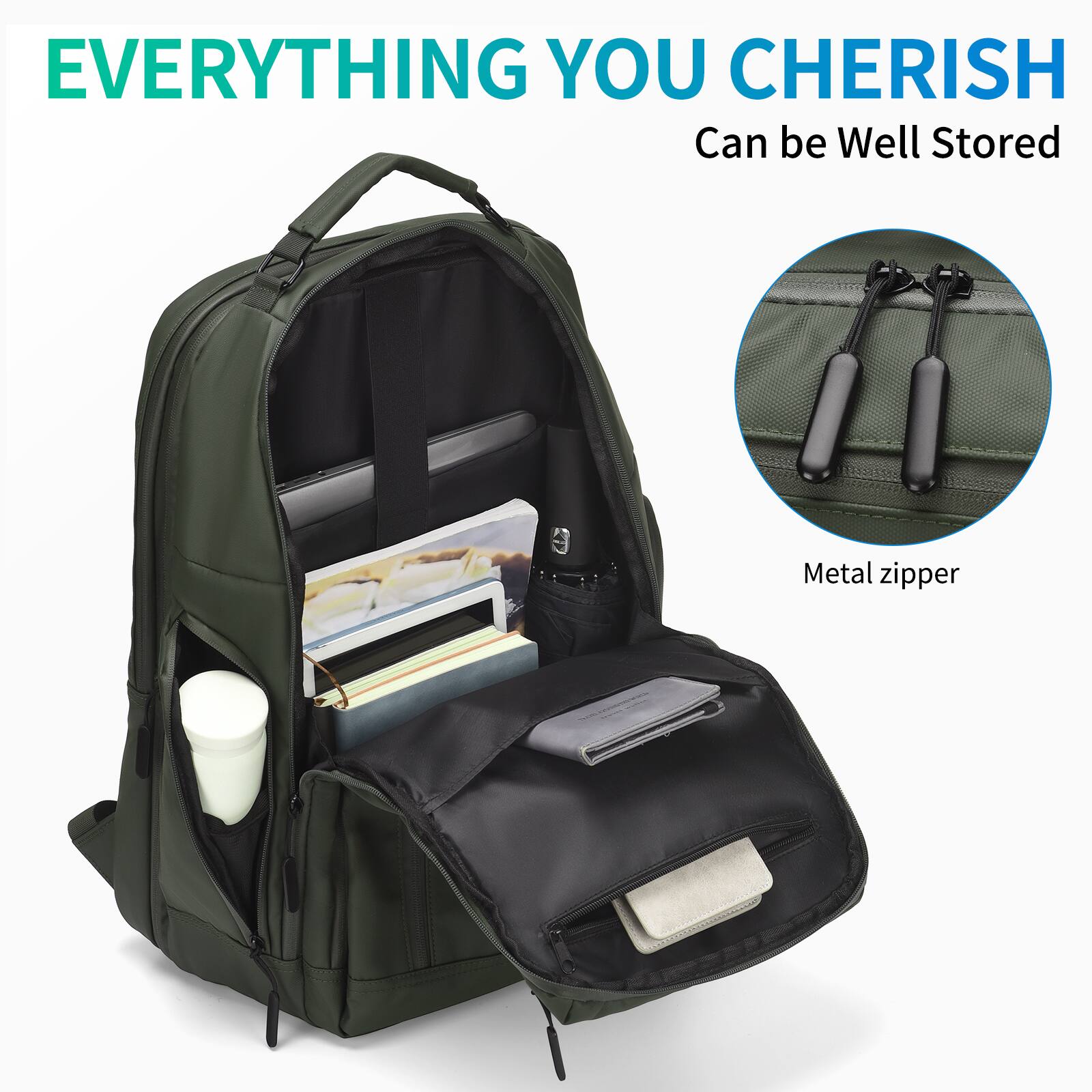 EVERYTHING YOU CHERISH  
Can be Well Stored  

Metal zipper