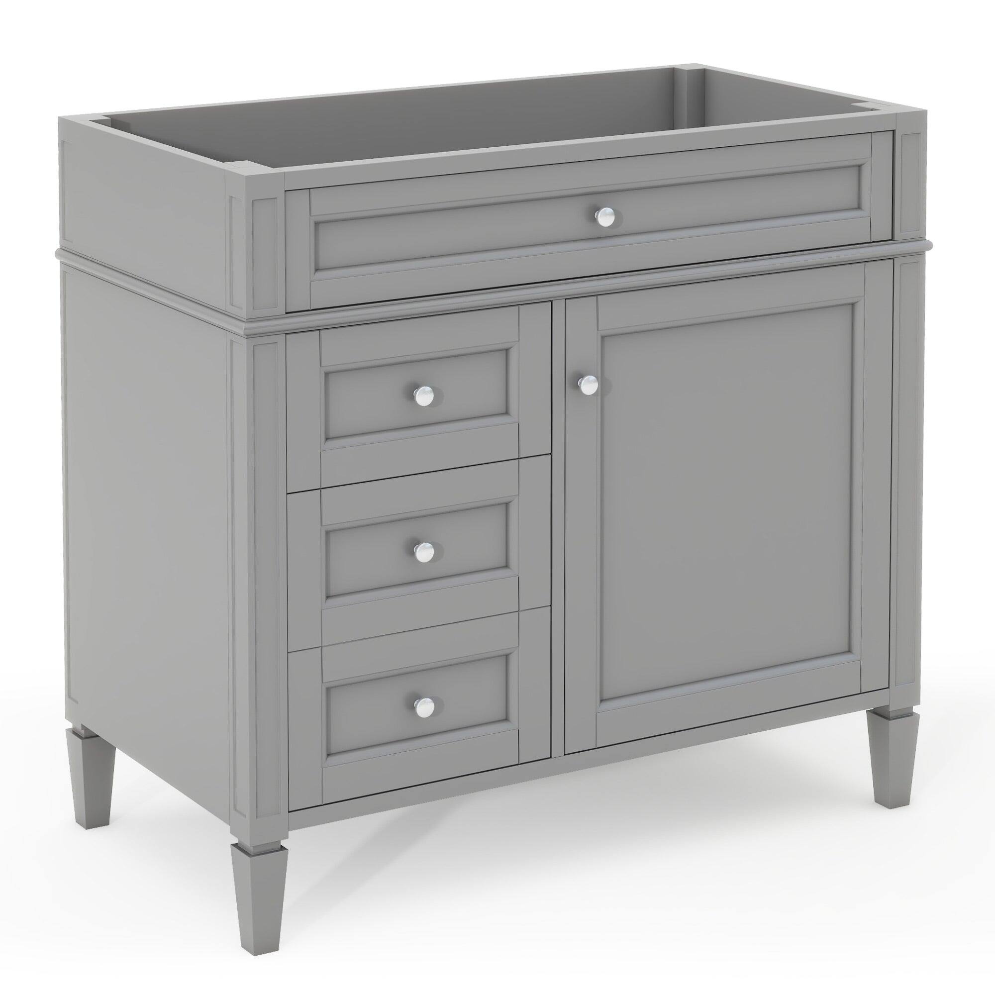 Alt View 7. Boyel Living - 36 Inch Modern Bathroom Vanity Cabinet Without Sink Solid Wood Frame Grey - Gray.