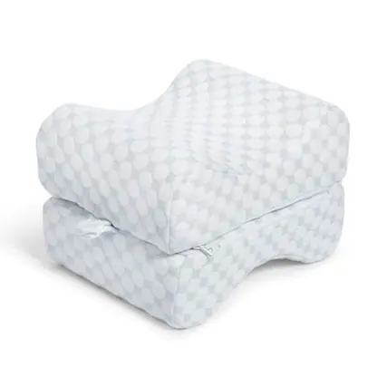 Front. Sleepgram - Sleepgram High Density Foam Contour Knee Pillow with Outer Cooling Cover, Gray - White.