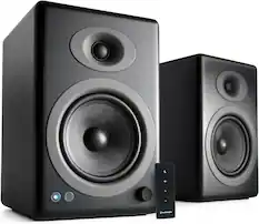 Front. Audioengine - A5+ Home Music System w/ Bluetooth aptX-HD - Black.