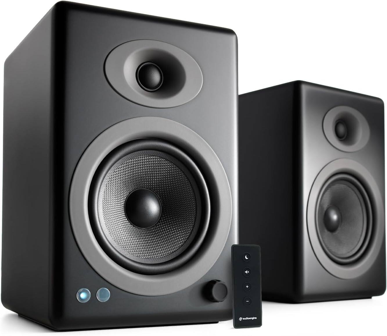 Front. Audioengine - A5+ Wired Home Music System Bookshelf Speakers - Black.