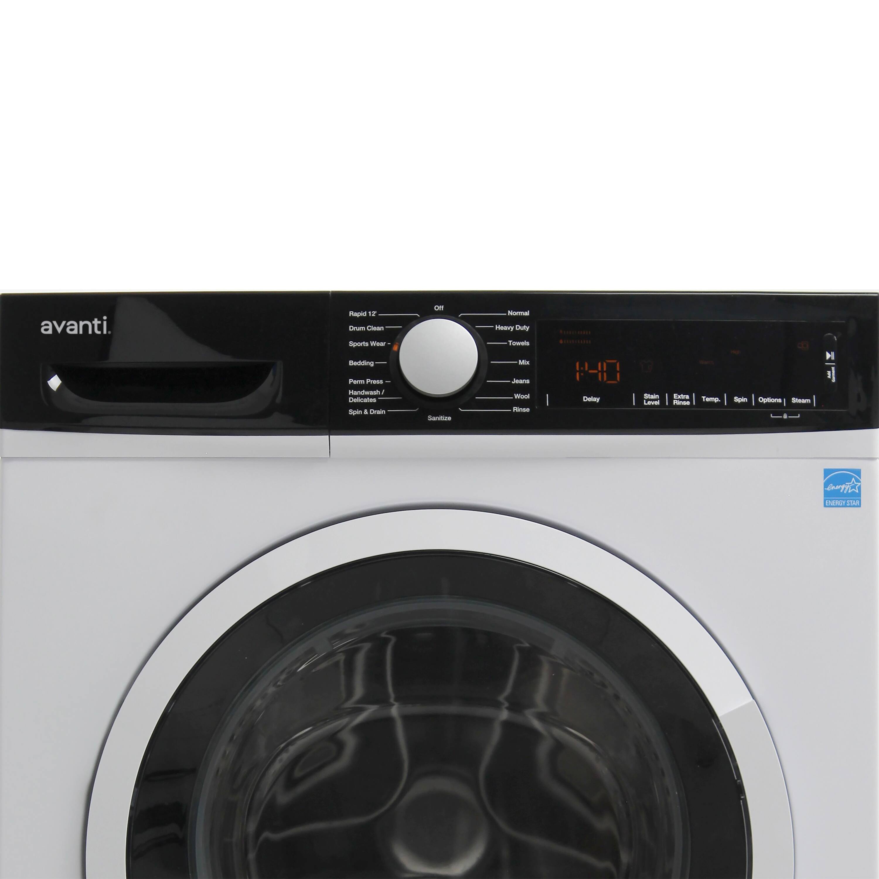 avanti.  
Rapid 10  
Drum Clean  
Sports Wear  
Bedding  
Perm Press  
Handwash  
Delicates  
Spin & Drain  
Normal  
Heavy Duty  
Towels  
Mix  
Jeans  
Wool  
Rinse  
Delay  
Stain  
Extra Rinses  
Temp.  
Spin  
Options  
Steam  
1:40