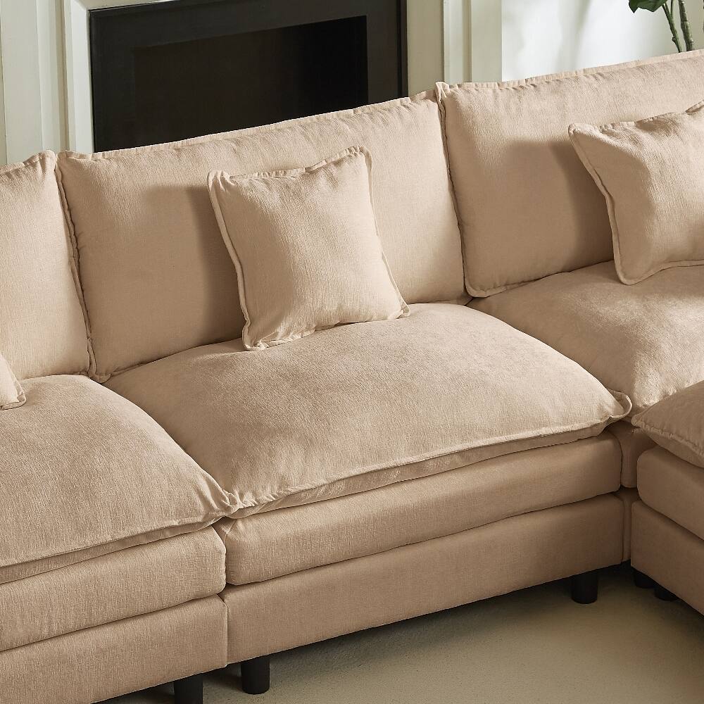 Back. Loheer - Loheer Modular Sectional Sofa 110 Inch L Shaped Cloud Couch - Coffee.
