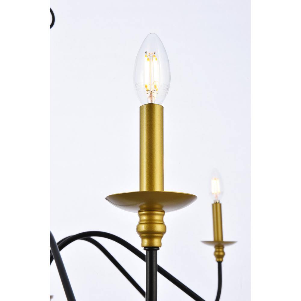 Alt View 1. Living District - Rohan 30 inch chandelier in matte black and brass - Brass And Black.