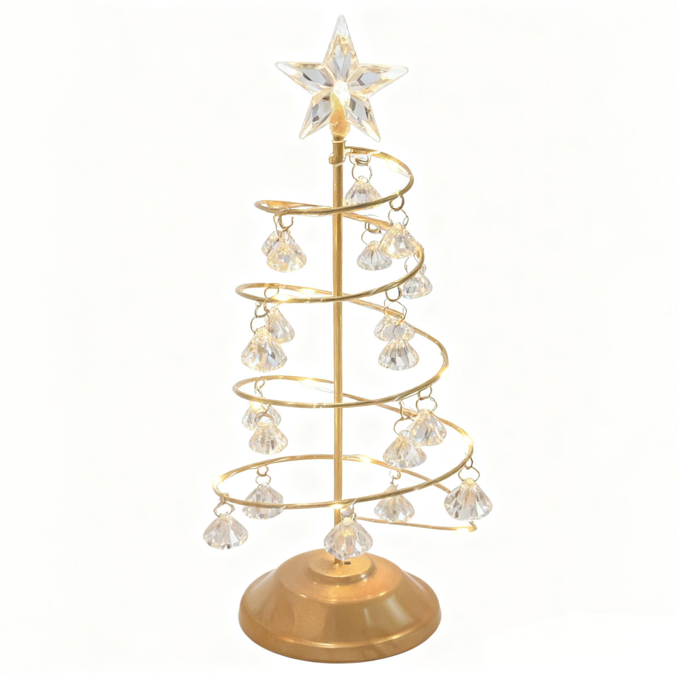 Alt View 2. FC Design - 12.6-Inch Tabletop Spiral Wire Christmas Tree Lamp with LED light - Gold.