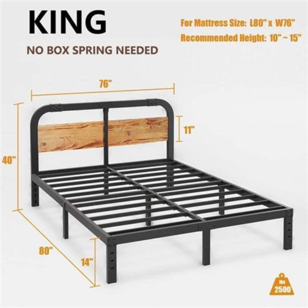 KING  
NO BOX SPRING NEEDED  

For Mattress Size: L80" x W76"  
Recommended Height: 10" ~ 15"  

76"  
11"  
40"  
80"  
14"  

2500 lbs
