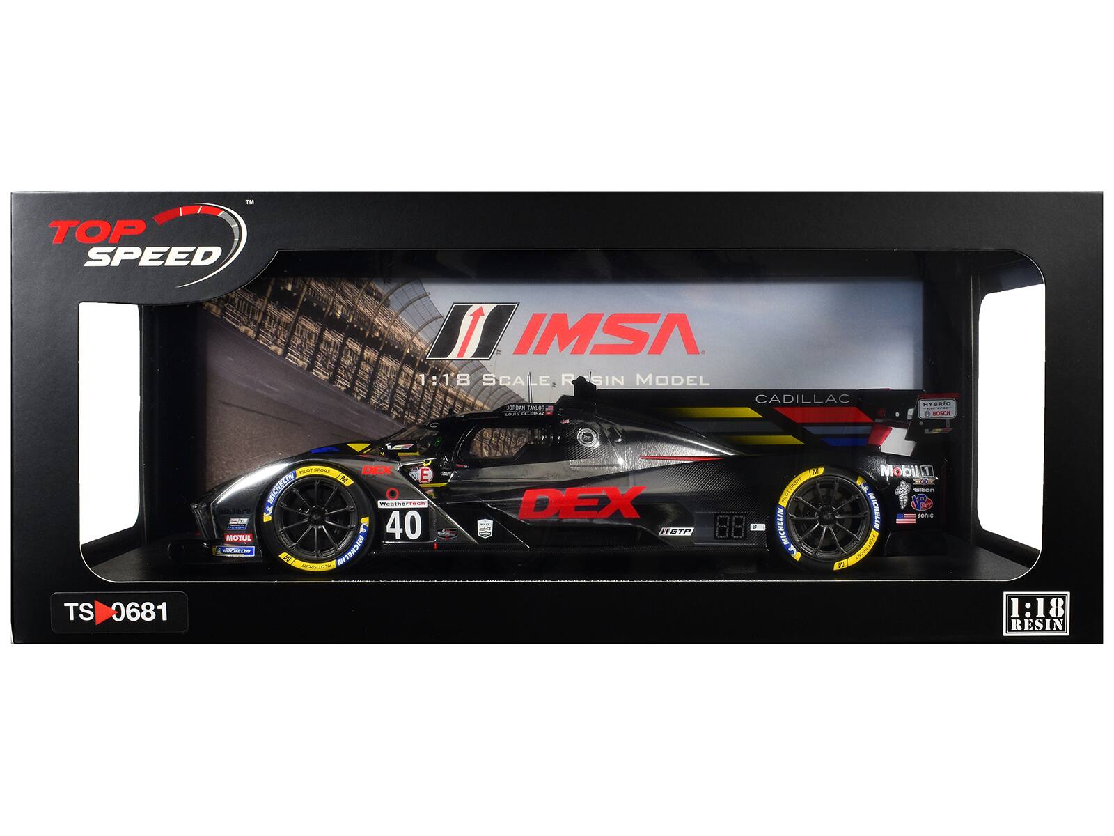 1:18 SCALE RESIN MODEL  
CADILLAC  
IMSA  
DEX  
40  
TS 0681  
MOTUL  
MICHELIN  
Mobil 1  
VP