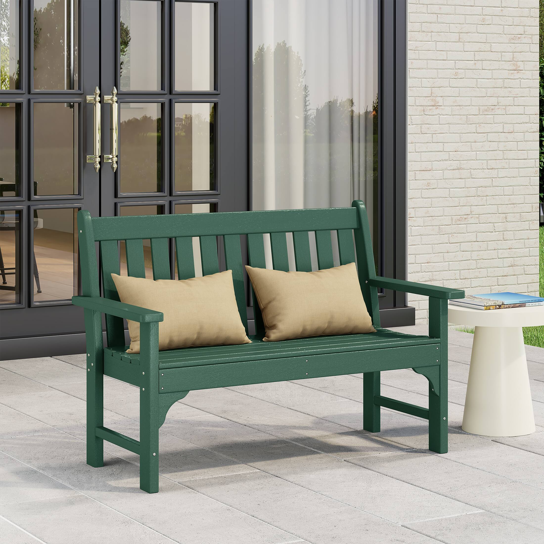 Angle. WestinTrends - WestinTrends Malibu Outdoor 2-Person All-Weather HDPE Front Porch Garden Bench - Dark Green.
