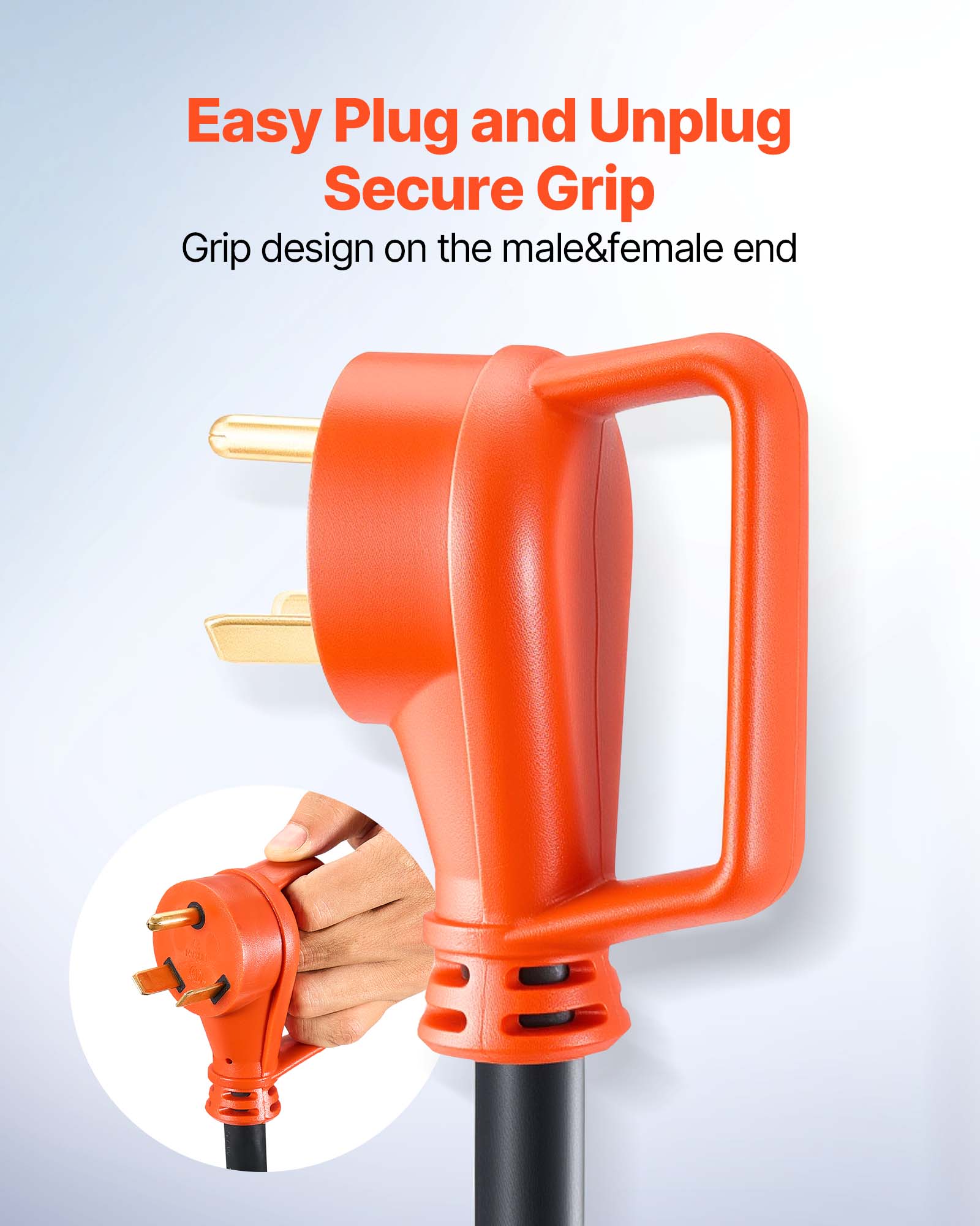 Easy Plug and Unplug
Grip design on the male&female end