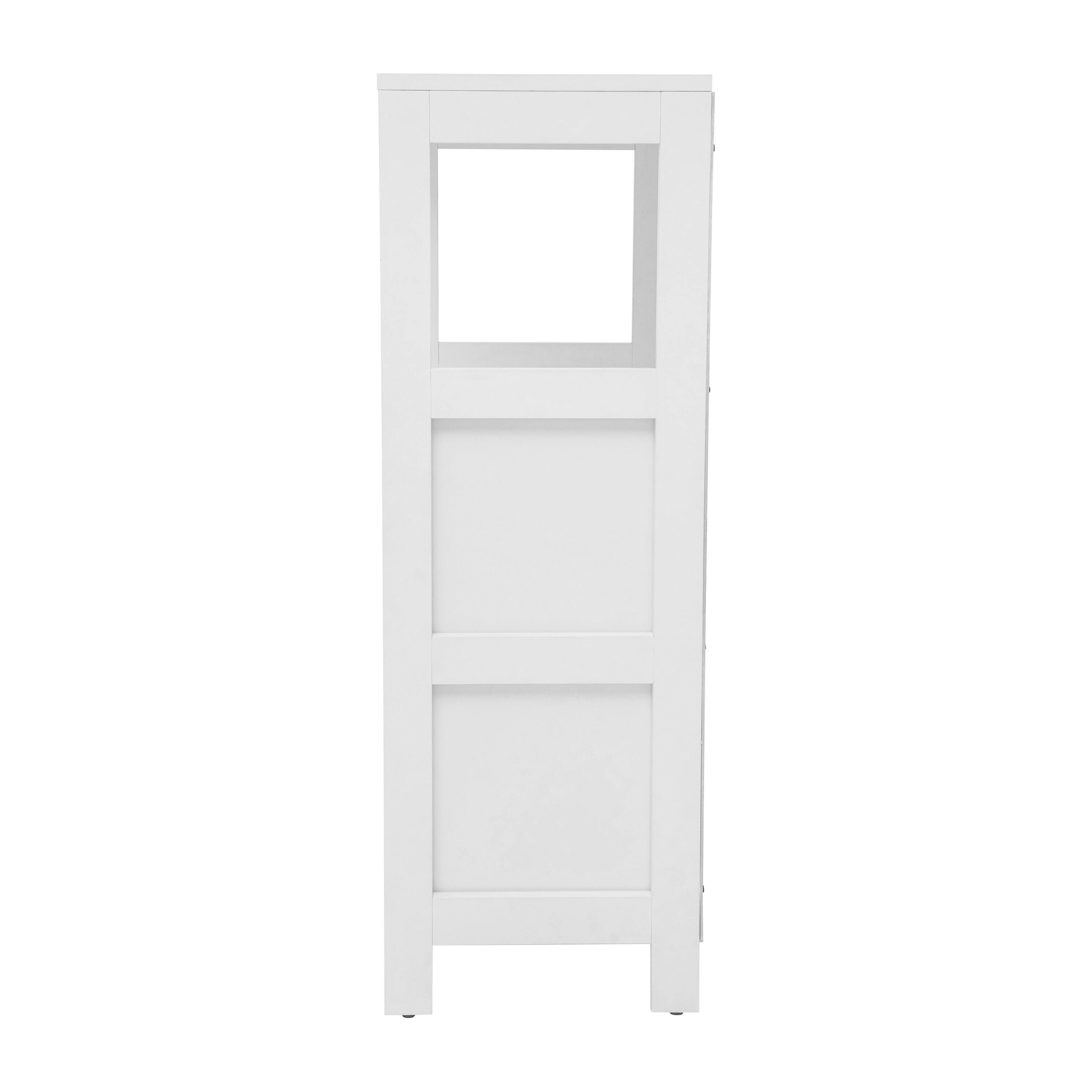 Alt View 8. Emma + Oliver - Dante Bathroom Storage Organizer with Open Display Shelf and Two Removable Drawers - White.
