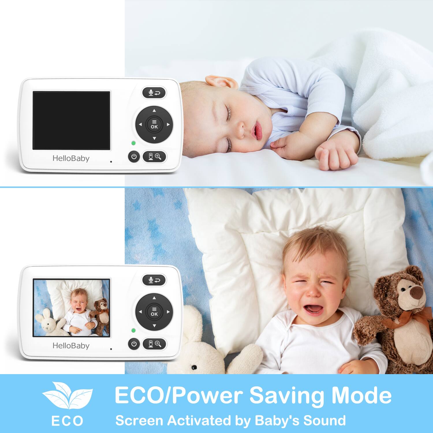 HelloBaby, HelloBaby ECO/Power Saving Mode, ECO Screen Activated by Baby's Sound