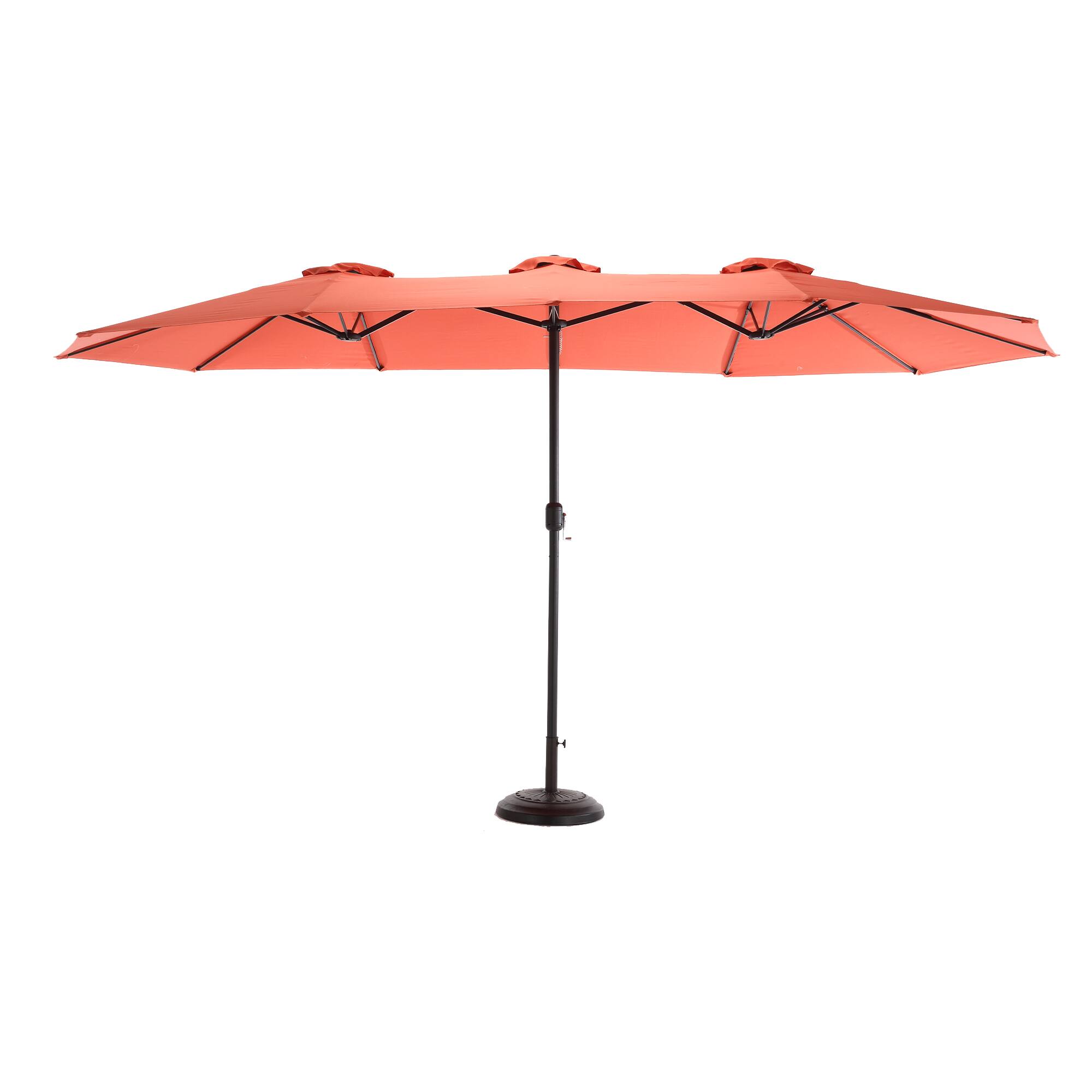 Front. Tiramisubest - 14.8 Ft Double Sided Outdoor Umbrella Rectangular Large with Crank ( Orange )(No Base) - Orange.