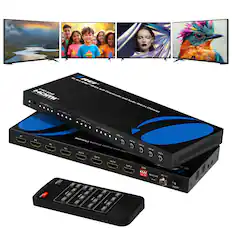 HDMI UHD ADAPTOR - Supports 4K HDR and Audio Return Channel
- 1x HDMI IN
- 4x HDMI OUT (OUT A, OUT B, OUT C, OUT D)
- ARC (Audio Return Channel)
- USB (Micro USB)
- DC 12V
- ON/OFF
- EDID
- Supports HDMI 2.0, HDCP 2.2
- Supports 4K@60Hz, HDR10, HLG
- Supports ARC
- Supports USB Audio
- Supports HDMI CEC
- Supports HDMI 1.4
- Supports HDMI 1.3
- Supports HDMI 1.2
- Supports HDMI 1.1
- Supports HDMI 1.0
- Supports HDMI 1.4a
- Supports HDMI 1.4b
- Supports HDMI 1.4c
- Supports HDMI 1.4d
- Supports HDMI 1.4e
- Supports HDMI 1.4f
- Supports HDMI 1.4g
- Supports HDMI 1.4h
- Supports HDMI 1.4i
- Supports HDMI 1.4j
- Supports HDMI