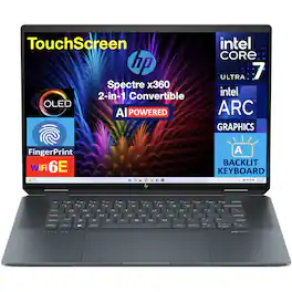 HP - Refurbished Excellent - Spectre x360 16-aa0010ca 16" 2.8K Laptop Core Ultra 7 155H 32GB 2TB Win11H - Black