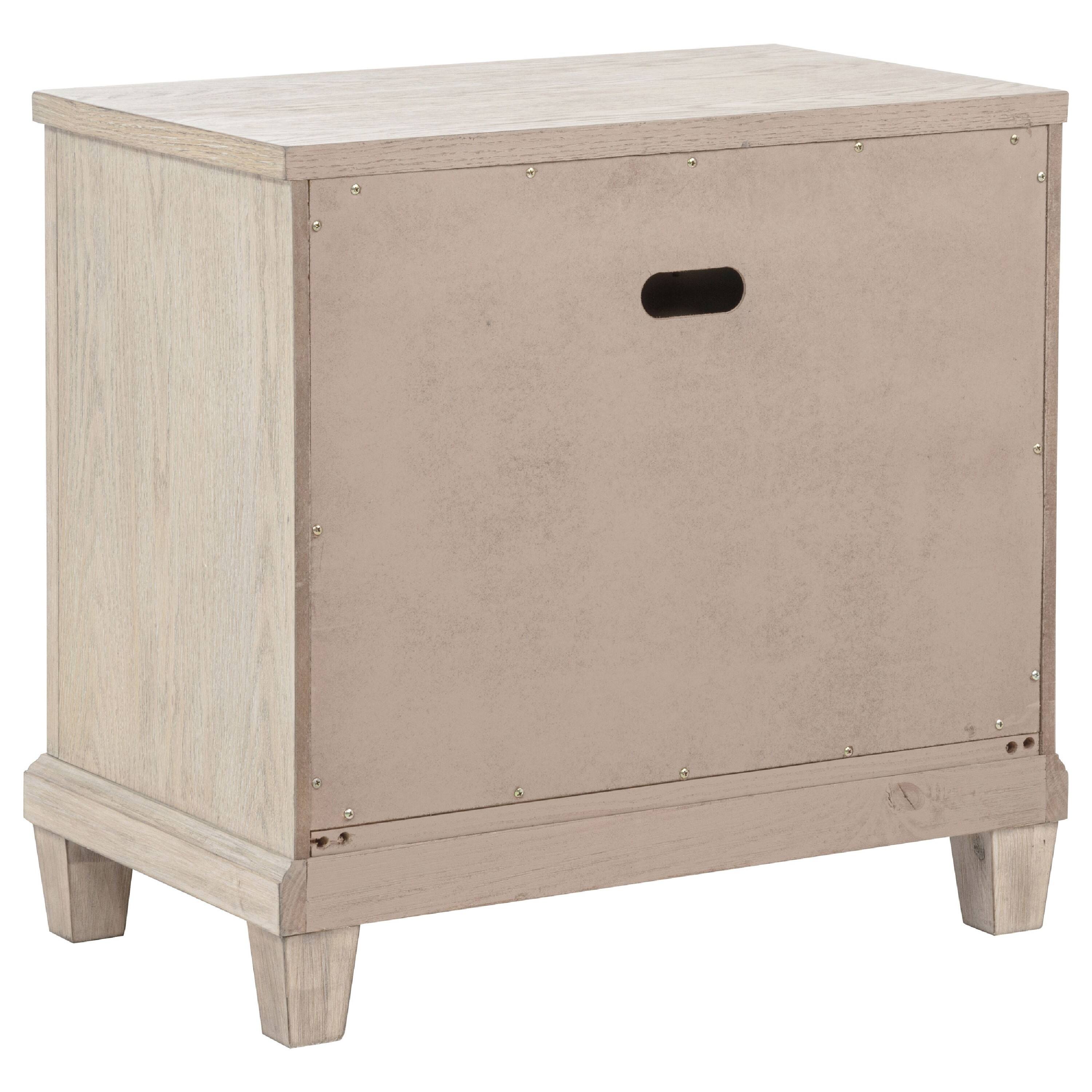 Alt View 2. Manhattan Lane - Kylie Nightstand with 2 Drawers, Tapered Legs, Washed Oak Wood 27 Inch - Washed Oak Brown.