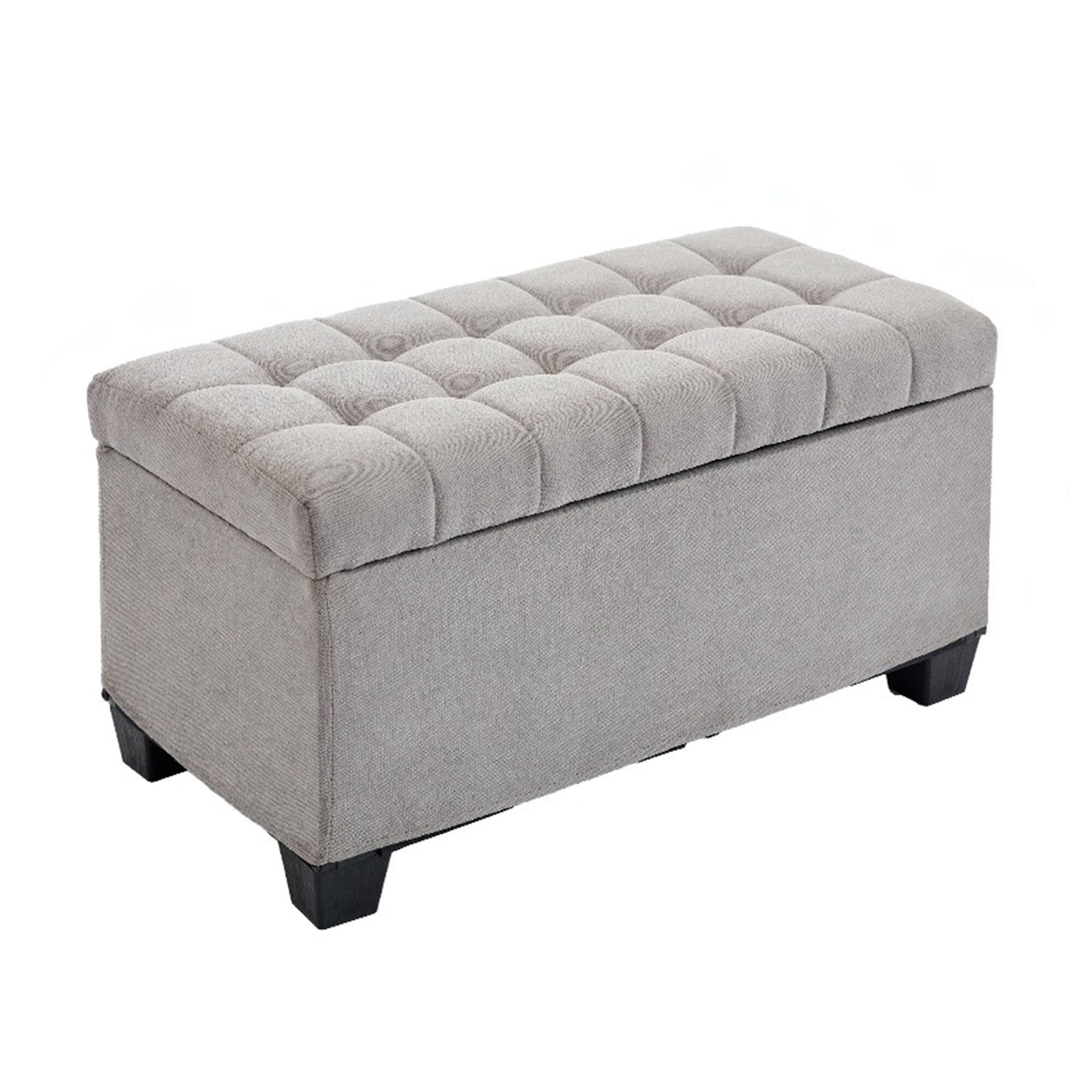 Front. Ecooso - Storage Ottoman Bench with Legs, 16"x30"x16.1", End of Bed Bench, Load up to 660 lbs - Gray.
