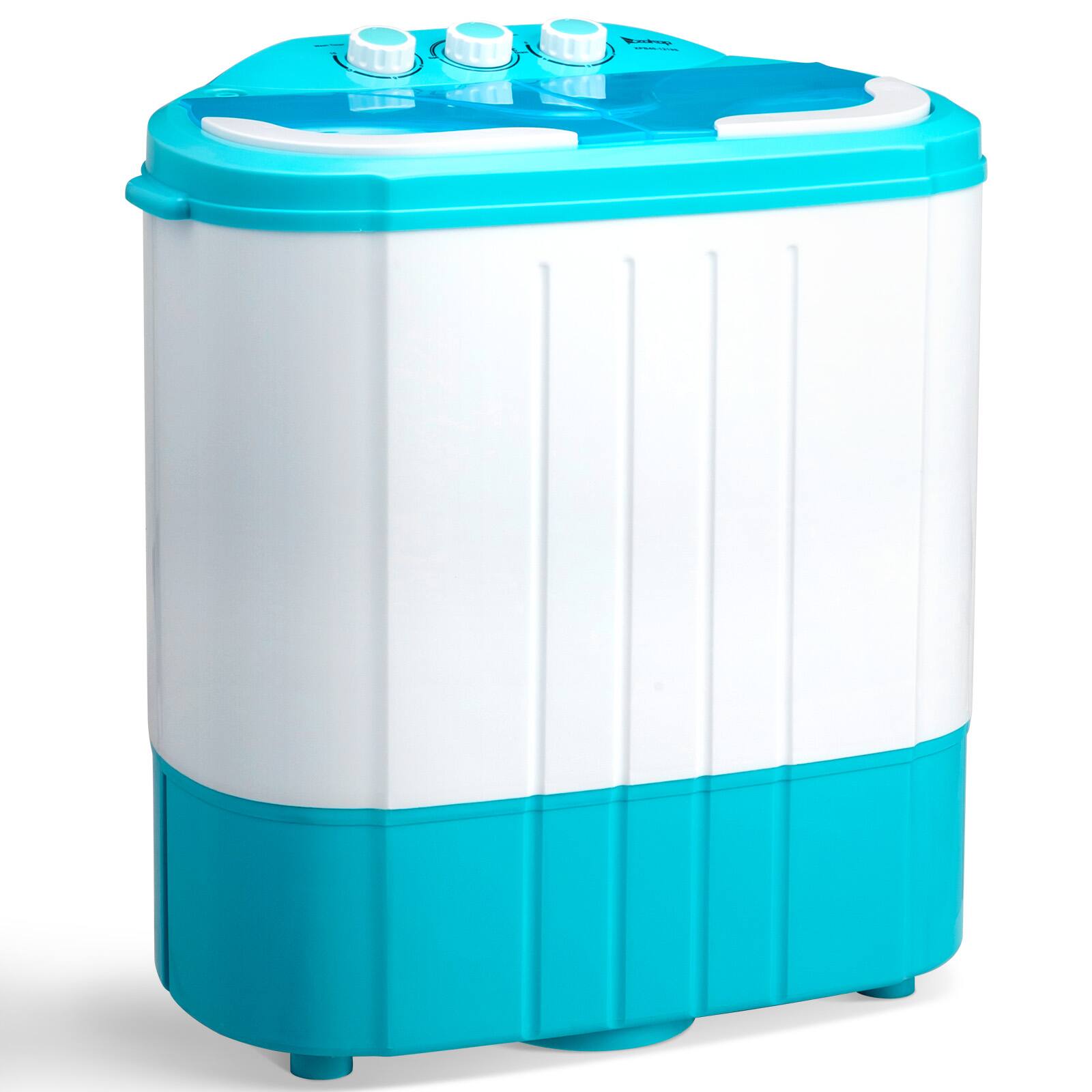 Front. Winado - 10 lbs Semi-Automatic Washing Machine Laundry Washer Spin Home Draining Pump - Blue & White.
