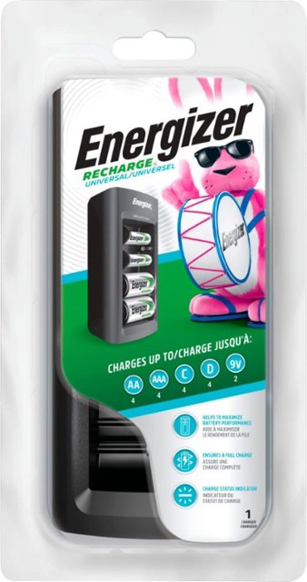 Front Zoom. Energizer - Recharge Universal Compact Battery Charger - Black.