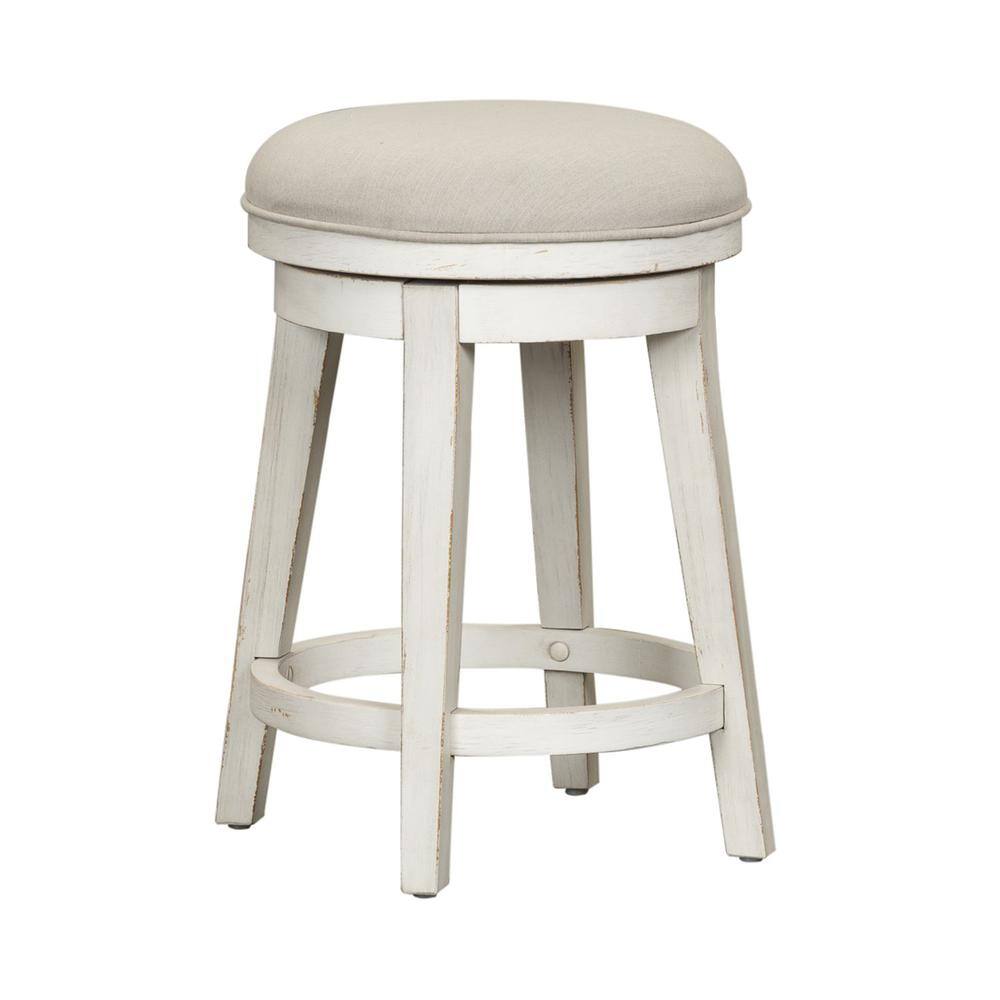 Angle. Liberty Furniture Industries - Modern Farmhouse Console Swivel Stool in Flea Market White w/ Heavy Distressing - White.