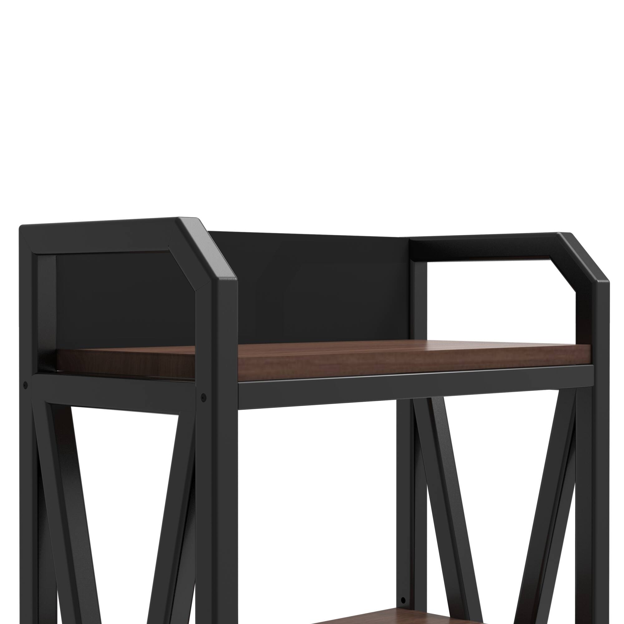 Alt View 4. GOODSILO - 4-Level Storage Shelves with Metal Frame and Wooden Shelves for Kitchen Pantry Bathroom Garage Organization - Black+Black Brown.