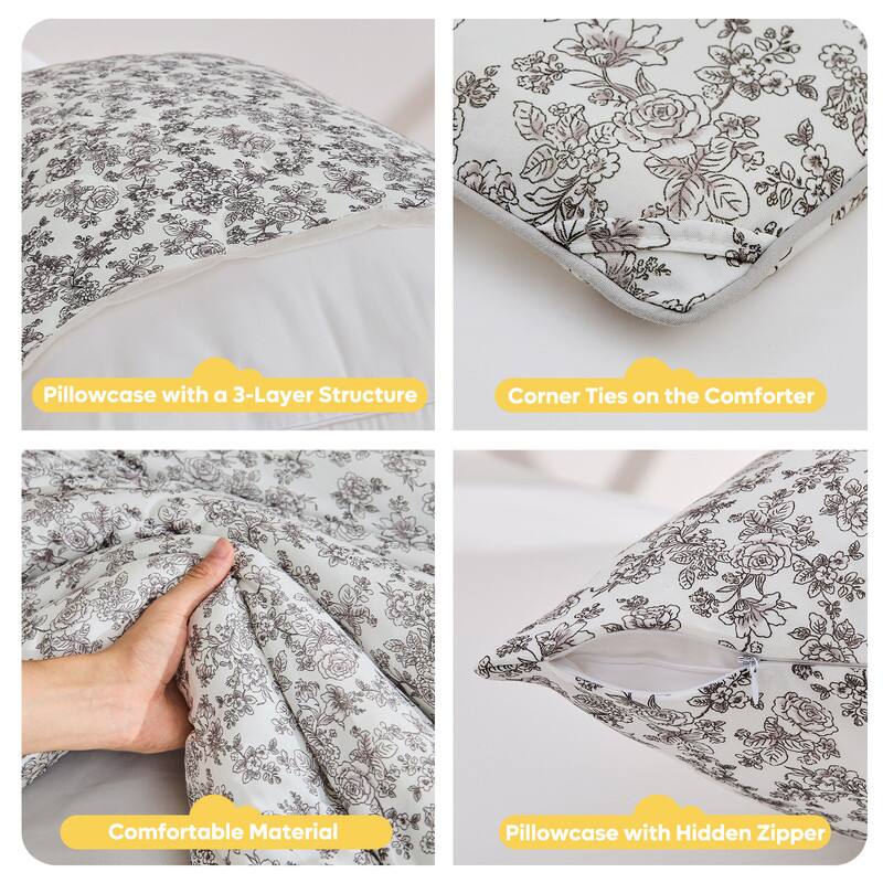 1. Pillowcase with a 3-Layer Structure
2. Corner Ties on the Comforter
3. Comfortable Material
4. Pillowcase with Hidden Zipper