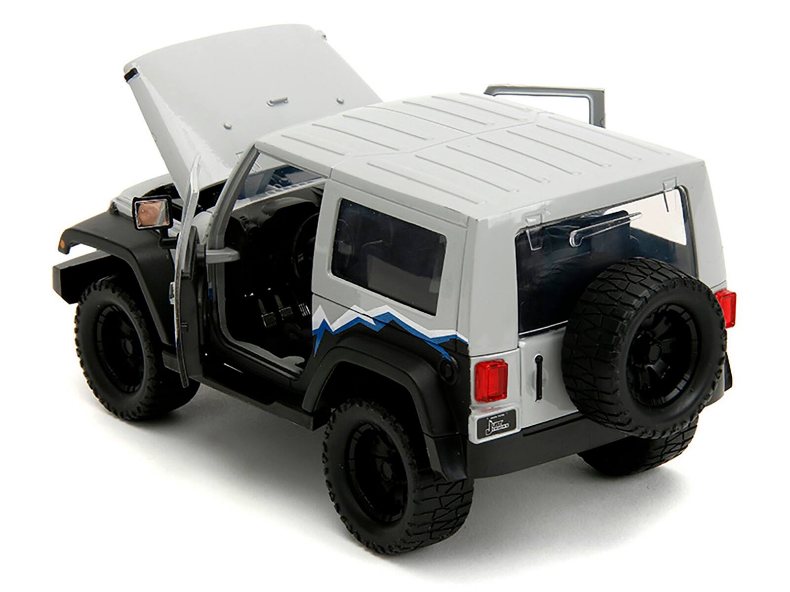 Alt View 3. Jada - 2007 Jeep Wrangler Gray and Black with Blue and White Stripes w/ Extra Wheels "Just Trucks" 1/24 Model Car by Jada - Multicolor.
