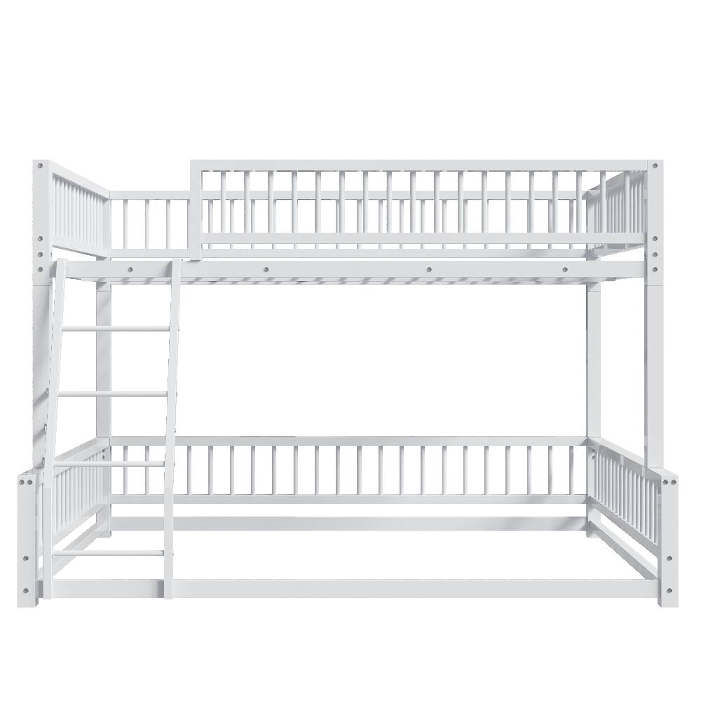 Alt View 9. Loheer - Loheer Full XL Over Queen Bunk Bed Heavy Duty Metal White - White.