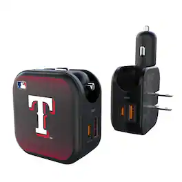 Keyscaper - Texas Rangers 2-in-1 USB A/C Charger - Black