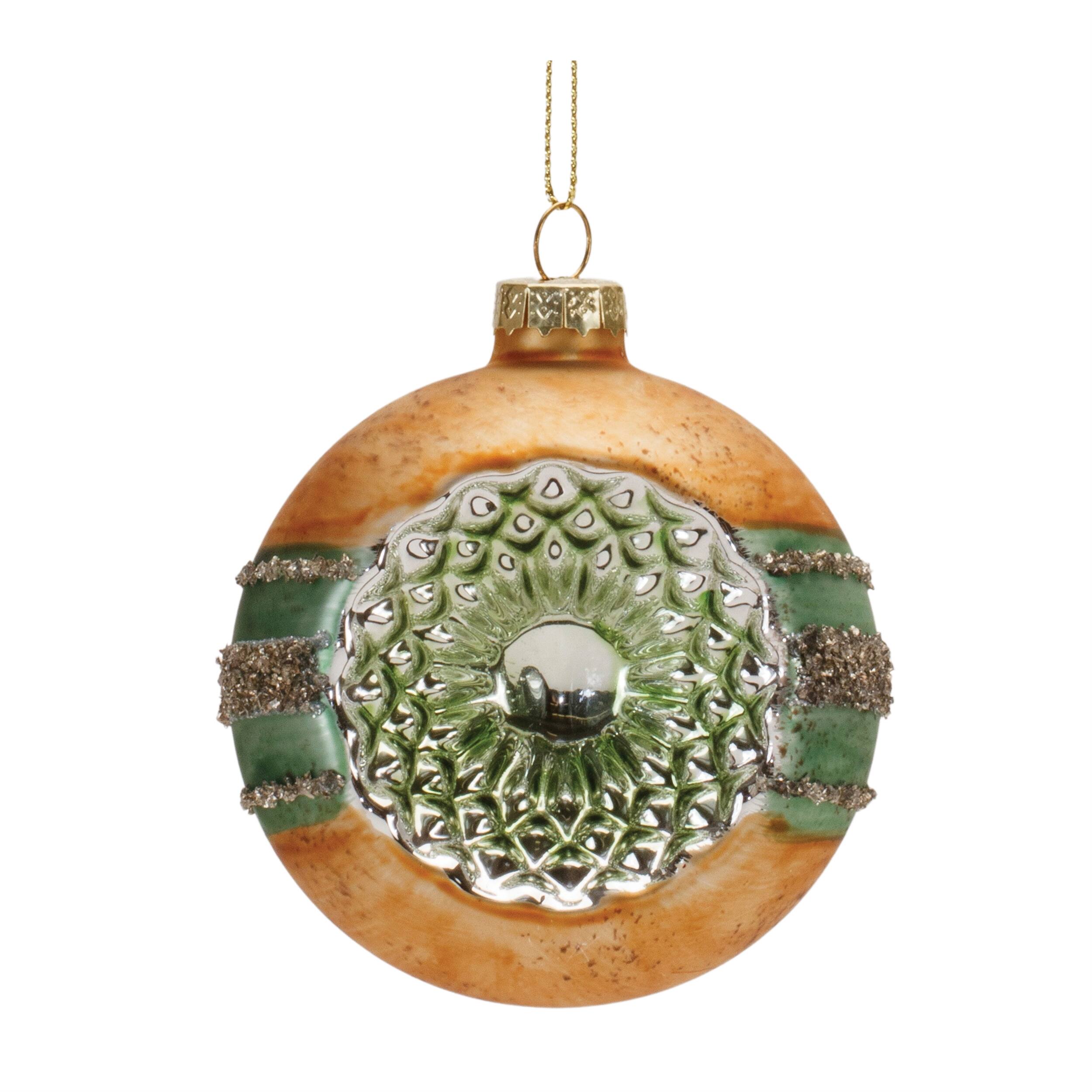 Left. BreeBe - Glass Reflector Ball Ornament (Set of 12) - Red, Green.
